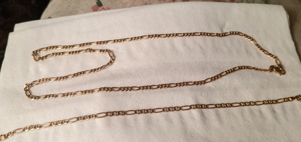 14kt Gold Figaro Necklace and Bracelet